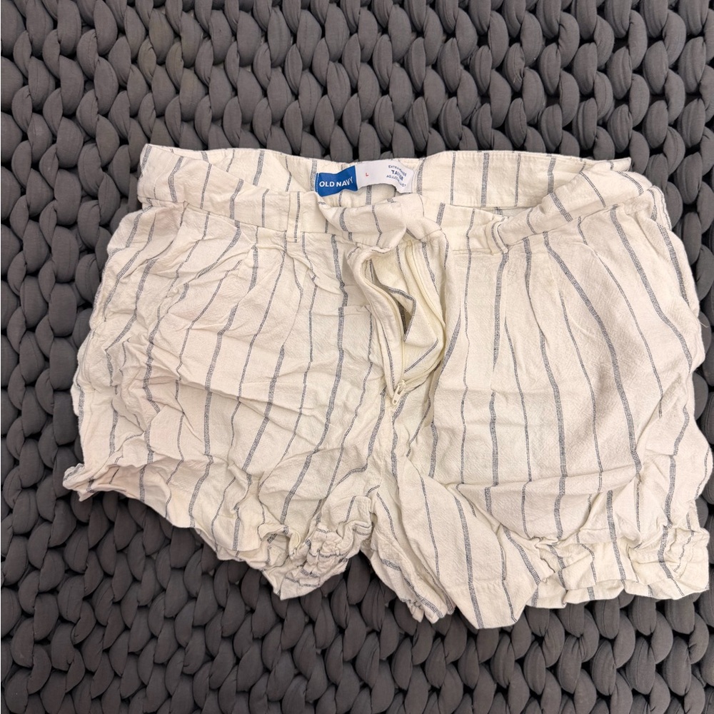 Old Navy Cream and Blue Striped Shorts